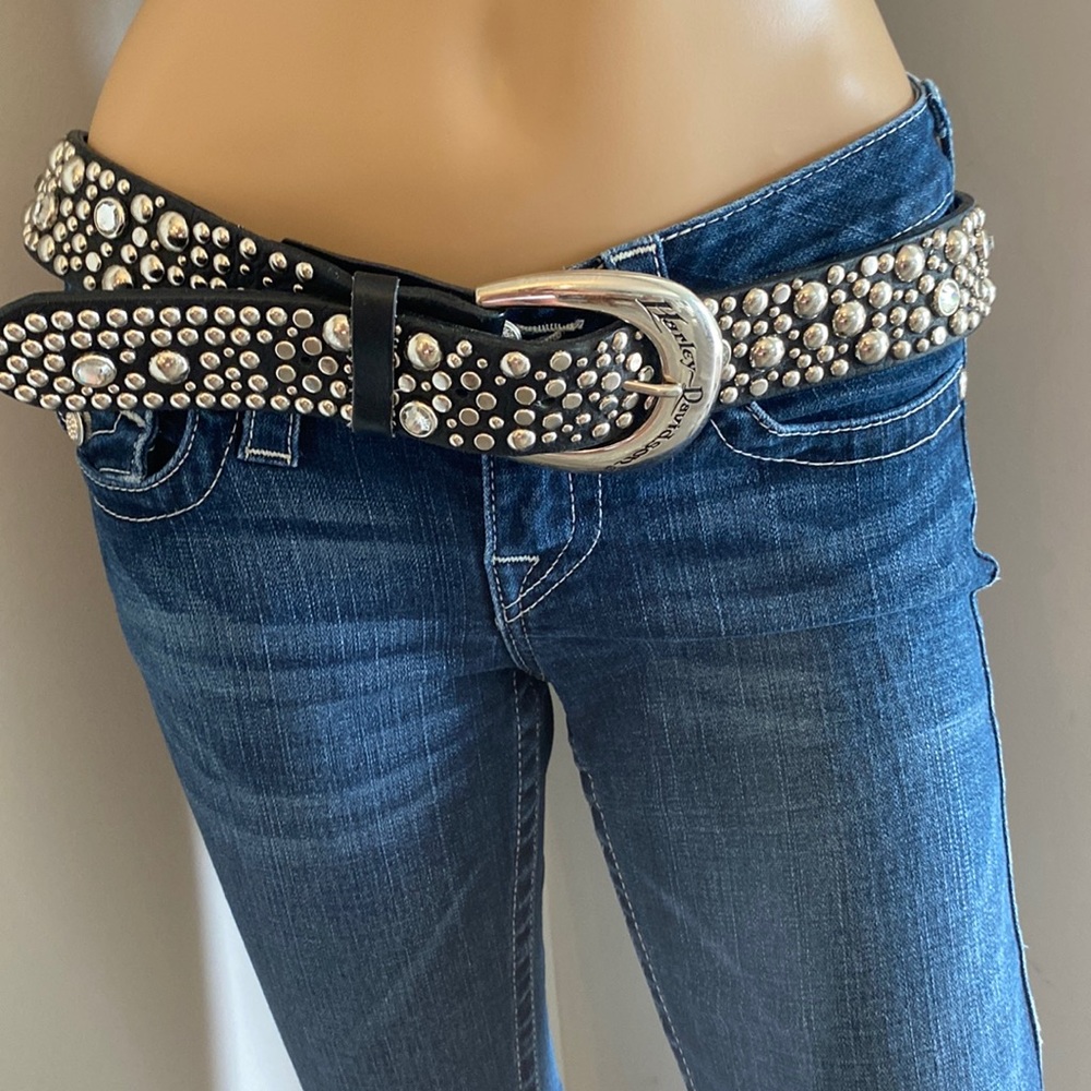 HarleyDavidson women’s size large black rhinestone crystal belt